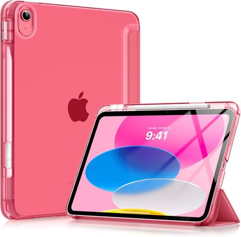 Moko Case for iPad (A16) الجيل الحادي عشر 11 بوصة 2025 ، جيل iPad العاشر 10.9 بوصة 2022 مع حامل القلم الرصاص ، غطاء واقعي نحيف مع قشرة خلفية شفافة للكمبيوتر الشخصي ، معرف اللمس ، البطيخ الوردي in Kuwait