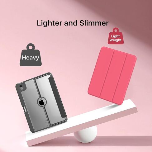 Moko Case for iPad (A16) الجيل الحادي عشر 11 بوصة 2025 ، جيل iPad العاشر 10.9 بوصة 2022 مع حامل القلم الرصاص ، غطاء واقعي نحيف مع قشرة خلفية شفافة للكمبيوتر الشخصي ، معرف اللمس ، البطيخ الوردي in Kuwait