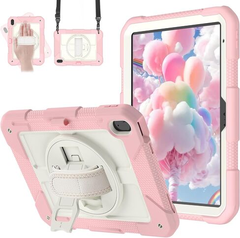 حالة Menzo لـ iPad A16 11th 11 بوصة 2025 ، iPad 10th Gen 2022 10.9 بوصة ، 360 درجة ، حامل قلم رصاص مدمج ، حزام مريح اليد والكتف ، مقاوم للصدمات متين ، أسود in Kuwait