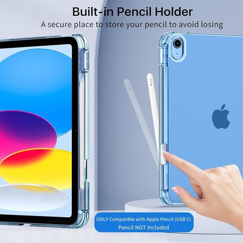 Moko Case for iPad (A16) الجيل الحادي عشر 11 بوصة 2025 ، جيل iPad العاشر 10.9 بوصة 2022 مع حامل القلم الرصاص ، غطاء واقعي نحيف مع قشرة خلفية شفافة للكمبيوتر الشخصي ، معرف اللمس ، البطيخ الوردي in Kuwait