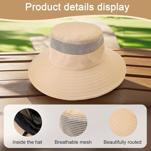 Unisex Wide Brim Sun Hat Adjustable Bucket Suitable for Outdoor Sports Fishing Hiking Anti-UV Mesh Hat in Saudi Arabia