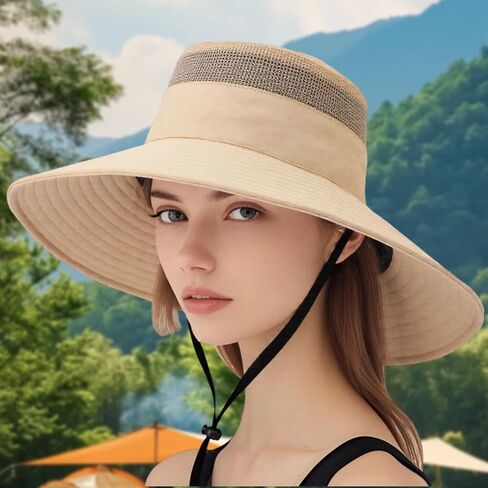 Unisex Wide Brim Sun Hat Adjustable Bucket Suitable for Outdoor Sports Fishing Hiking Anti-UV Mesh Hat in Saudi Arabia