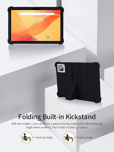 ل Pritom TAB12 10.1 بوصة لوحي ، Bovugac Soft Silicone حامل قابلة للتعديل صدمة الأطفال ودية لـ Pritom Tab12 10.1 "Tablet (Black) in Saudi Arabia