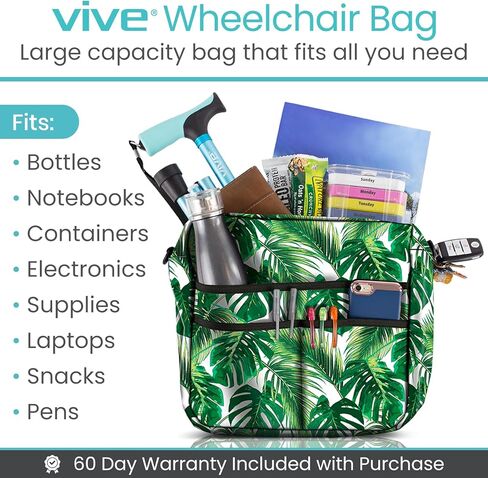 Vive Bag for Wheelchairs & Walkers - Machine Washable, Double-Stitched, Water-Resistant Accessory Backpack for Rollators, Wheelchairs, Walkers - Pouch with XL Pockets & Straps for Quick Installation in Kuwait