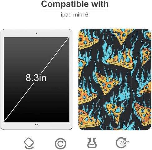 شرائح بيتزا بارد ، حالة اللهب الأزرق مع حامل القلم ، حامل ثلاثي الوزن خفيف الوزن متوافق مع iPad mini 4/5/6 mini4/5 （7.9in） in Kuwait
