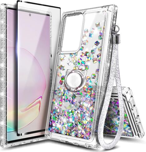 NGB مصمم لـ Samsung Galaxy Note 20 Ultra Case ، Crystal GEM | بريق سائل بريق غطاء لطيف | مع حامي الشاشة وحامل الخاتم وحزام المعصم لانيارد للنساء الفتيات الأطفال in Kuwait