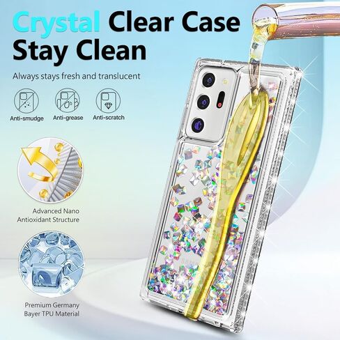 NGB مصمم لـ Samsung Galaxy Note 20 Ultra Case ، Crystal GEM | بريق سائل بريق غطاء لطيف | مع حامي الشاشة وحامل الخاتم وحزام المعصم لانيارد للنساء الفتيات الأطفال in Kuwait