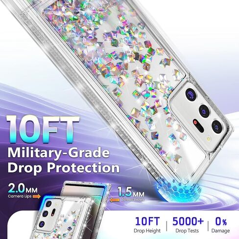 NGB مصمم لـ Samsung Galaxy Note 20 Ultra Case ، Crystal GEM | بريق سائل بريق غطاء لطيف | مع حامي الشاشة وحامل الخاتم وحزام المعصم لانيارد للنساء الفتيات الأطفال in Kuwait