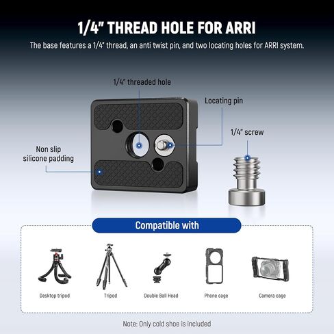 NEEWER Cold Shoe Mount Adapter Set (2 Pack), 1/4" Screw, Spring Loaded Anti Off Pins for ARRI, Compatible with DJI Mic Transmitter, Flash, Monitor Mount, LED Panel Light, Magic Arm, Tripod, UA080 in Saudi Arabia