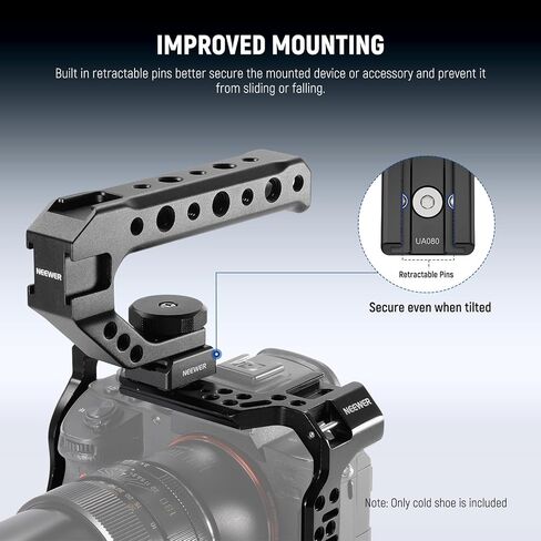 NEEWER Cold Shoe Mount Adapter Set (2 Pack), 1/4" Screw, Spring Loaded Anti Off Pins for ARRI, Compatible with DJI Mic Transmitter, Flash, Monitor Mount, LED Panel Light, Magic Arm, Tripod, UA080 in Saudi Arabia