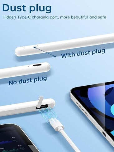 Uogic Stylus Pen لـ iPad (6/7/8/9/9/10 ، الهواء 3rd/4/5/M2 ، Mini 5th ، Pro 11 "/12.9"/M4) مع رفض النخيل in Kuwait