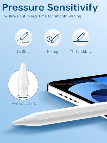 Uogic Stylus Pen لـ iPad (6/7/8/9/9/10 ، الهواء 3rd/4/5/M2 ، Mini 5th ، Pro 11 "/12.9"/M4) مع رفض النخيل in Kuwait