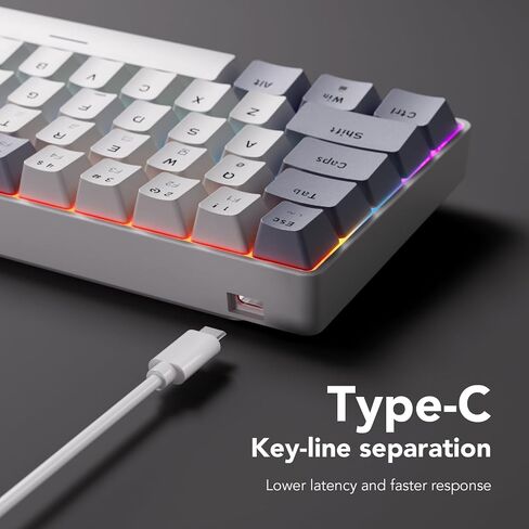 Wired Mechanical Gaming Keyboard, 65% Layout RGB Backlit USB C, Hot Swappable Tactile Switch, Double-Shot PET Keycaps, Office, Win/Mac, White&Green in Saudi Arabia
