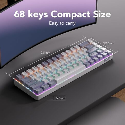 Wired Mechanical Gaming Keyboard, 65% Layout RGB Backlit USB C, Hot Swappable Tactile Switch, Double-Shot PET Keycaps, Office, Win/Mac, White&Green in Saudi Arabia