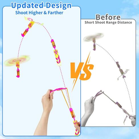 Ynybusi 50 Pcs Slingshot Outdoor Toys,Glow in The Dark Party Favor Toys Rocket with Launcher,LED Light Up Helicopter Toys,Glow Sticks Birthday Christmas Gifts Party Favors for Kids 4-8-12 Bulk Toys in Saudi Arabia
