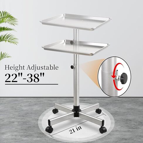 Black Salon Tray, Salon Trays on Wheels, Height Adjustable Dentist Tray, Tattoo Tray For Salon and SPA Use in Kuwait