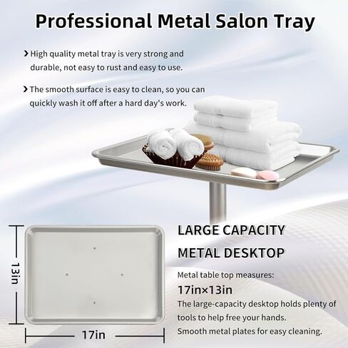 Black Salon Tray, Salon Trays on Wheels, Height Adjustable Dentist Tray, Tattoo Tray For Salon and SPA Use in Kuwait