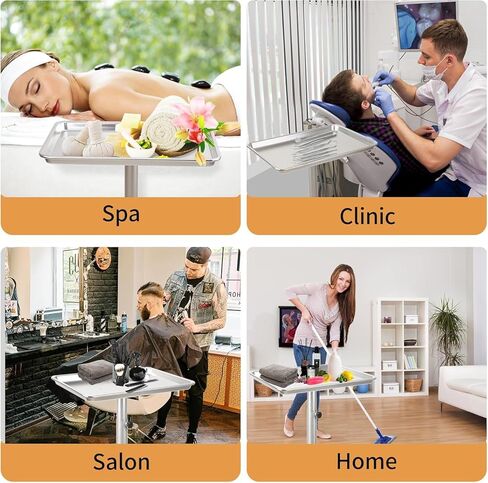 Black Salon Tray, Salon Trays on Wheels, Height Adjustable Dentist Tray, Tattoo Tray For Salon and SPA Use in Kuwait