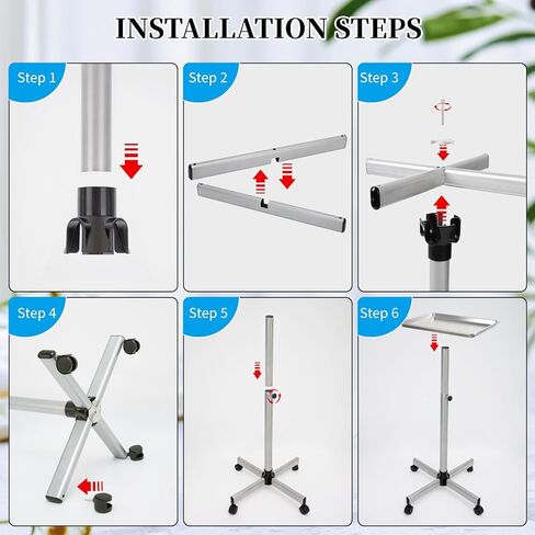 Black Salon Tray, Salon Trays on Wheels, Height Adjustable Dentist Tray, Tattoo Tray For Salon and SPA Use in Kuwait