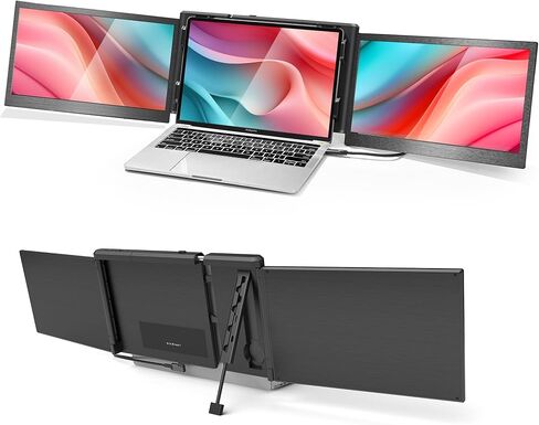 Alecewey Laptop Screen Screen Extender 14 Inch Triple Portable Laptop Monitor Afternment FHD 1080p شاشة إضافية لأجهزة الكمبيوتر المحمولة 13-17 'مع Windows Chrome Mac in Kuwait
