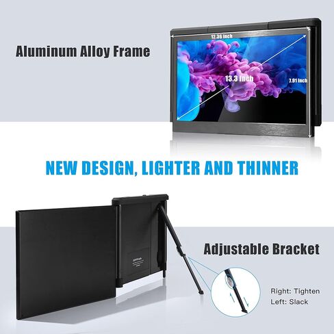 Alecewey Laptop Screen Screen Extender 14 Inch Triple Portable Laptop Monitor Afternment FHD 1080p شاشة إضافية لأجهزة الكمبيوتر المحمولة 13-17 'مع Windows Chrome Mac in Kuwait