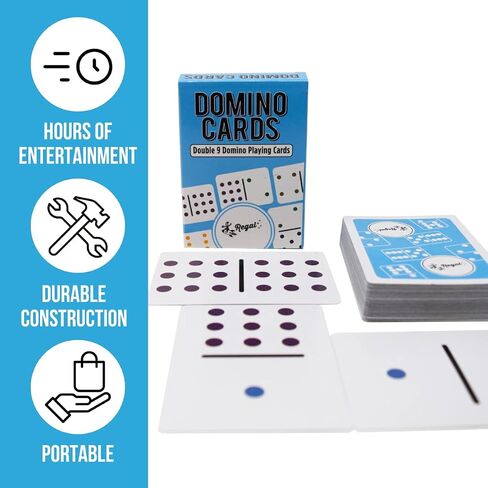 Regal Games - Premium Double 12 Mexican Train Dominoes in Collector’s Tin - Colored Dot Dominoes Game Set, Family-Friendly - 91 Tiles, 4 Metal Trains, Wooden Hub - 2-8 Players Ages 8+ in Kuwait