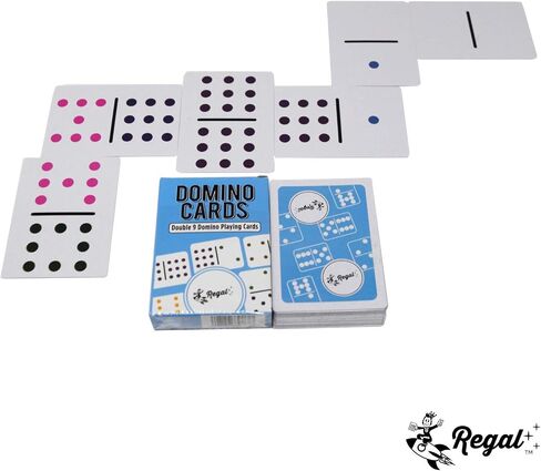 Regal Games - Premium Double 12 Mexican Train Dominoes in Collector’s Tin - Colored Dot Dominoes Game Set, Family-Friendly - 91 Tiles, 4 Metal Trains, Wooden Hub - 2-8 Players Ages 8+ in Kuwait