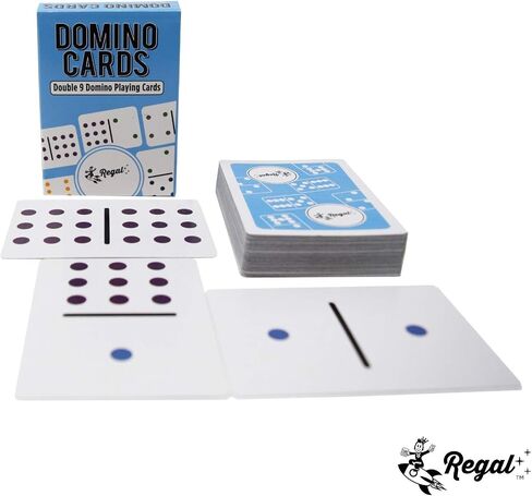 Regal Games - Premium Double 12 Mexican Train Dominoes in Collector’s Tin - Colored Dot Dominoes Game Set, Family-Friendly - 91 Tiles, 4 Metal Trains, Wooden Hub - 2-8 Players Ages 8+ in Kuwait