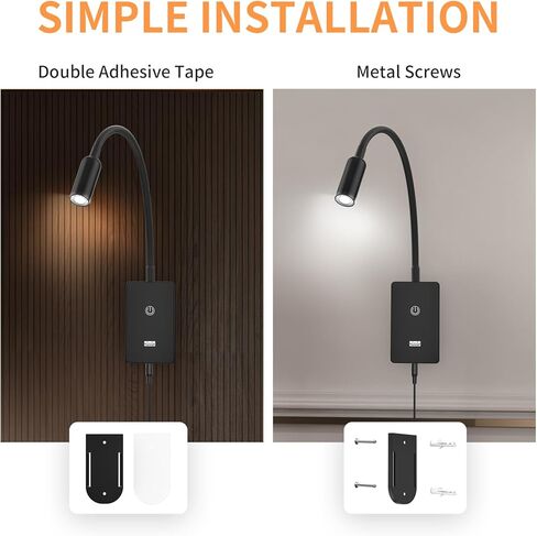 LED مصباح بجانب السرير مثبتة على الحائط مع مرنة مرنة ، والتحكم عن بعد جدار أسود جدار LED بقعة بقعة ضوء لغرفة النوم ، وقوع توقيت التلقائي ، وإضاءة بيضاء خالية من الخطيئة ، محايدة ، محايدة in Kuwait
