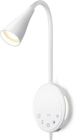 LED Wall Mounted Reading Light, Book Light for Reading in Bed with Touch Control, 5 Dimmable, USB Output, Night Light & Timers Function, Flexible Gooseneck Headboard Bed Lights (White) in Saudi Arabia