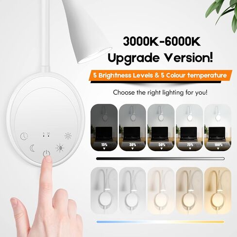LED Wall Mounted Reading Light, Book Light for Reading in Bed with Touch Control, 5 Dimmable, USB Output, Night Light & Timers Function, Flexible Gooseneck Headboard Bed Lights (White) in Saudi Arabia