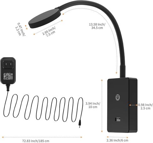 LED بجانب السرير ضوء القراءة مع التحكم عن بُعد للكتب في السرير ، مصباح قراءة LED غرفة نوم ، 5W 500LM قابلة للإضاءة ، 3 ألوان إضاءة ، زاوية إضاءة بعرض 120 درجة ، توقيت آلي قبالة in Kuwait