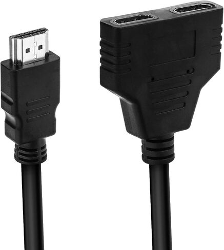 HDMI Splitter 1 in 2 Out – HDMI Male to Dual Female Adapter Cable for 1080P Signal Mirror Display on Two Same Size TVs, 1 to 2 Way Duplicator, Audio Video Adapter, Black in Saudi Arabia