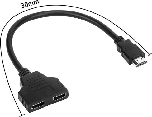 HDMI Splitter 1 in 2 Out – HDMI Male to Dual Female Adapter Cable for 1080P Signal Mirror Display on Two Same Size TVs, 1 to 2 Way Duplicator, Audio Video Adapter, Black in Saudi Arabia