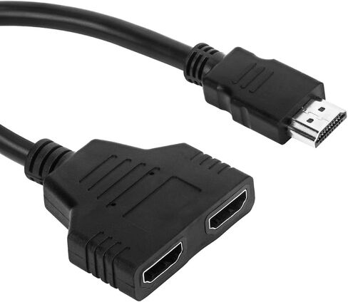 HDMI Splitter 1 in 2 Out – HDMI Male to Dual Female Adapter Cable for 1080P Signal Mirror Display on Two Same Size TVs, 1 to 2 Way Duplicator, Audio Video Adapter, Black in Saudi Arabia