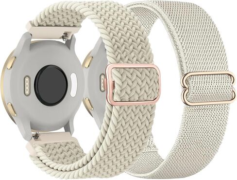 2 حزمة مضفر نايلون نايلون نايلون نطاقات متوافقة مع Garmin Venu 3S 41mm/Venu 2S/Vivoactive 4S/Vivomove 3S/Forerunner 255S 265S ، أحزمة النسيج المرنة بحلقة 18 ملم للنساء الرجال in Kuwait