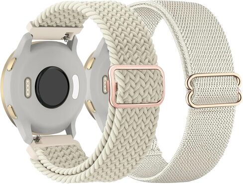 2 Pack Braided Stretchy Nylon Watch Bands Compatible with Garmin Venu 3s 41mm/Venu 2s/Vivoactive 4s/Vivomove 3s/Forerunner 255s 265s, 18mm Loop Elastic Fabric Straps for Women Men in Kuwait