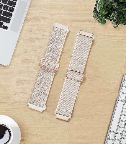 2 حزمة مضفر نايلون نايلون نايلون نطاقات متوافقة مع Garmin Venu 3S 41mm/Venu 2S/Vivoactive 4S/Vivomove 3S/Forerunner 255S 265S ، أحزمة النسيج المرنة بحلقة 18 ملم للنساء الرجال in Kuwait