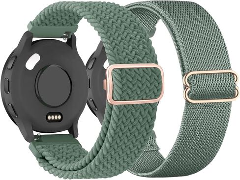 2 حزمة مضفر نايلون نايلون نايلون نطاقات متوافقة مع Garmin Venu 3S 41mm/Venu 2S/Vivoactive 4S/Vivomove 3S/Forerunner 255S 265S ، أحزمة النسيج المرنة بحلقة 18 ملم للنساء الرجال in Kuwait