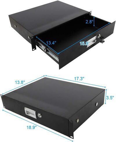 Generic Rack Works Shallow 2U Rack Mount Black Steel DJ Drawer Equipment Cabinet with Lock; 19 Inch Server Cabinet Case Rack Case Suitable for All Kinds of Standard 19-inch Audio Equipment in Saudi Arabia