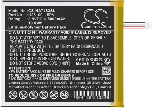 Battery for ONN 100071483, Surf 8" 3rd PN:ONN U28100115PV 5000mAh / 19.0Wh in Saudi Arabia