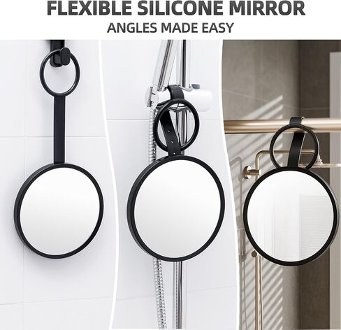 TAILI Shower Mirror Fogless for Shaving with Razor Holder,NO-Drilling & Removable Shower Mirror Fogless Suction,Shatterproof & Waterproof Anti Fog Mirror for Bathroom,Men,Women(Black) in Saudi Arabia