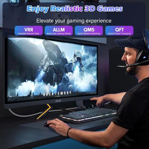 Elecan Certified 8K HDMI 2.1 Cable 6 Ft, Left 45 Degree Angled High Speed 48Gbps Braided HDMI Cord, 8K@60Hz 4K@120Hz 2K 1080P, HDR10+, eARC HDCP 2.3 for Video Gaming PC PS5 Xbox Switch TV Monitor in Saudi Arabia