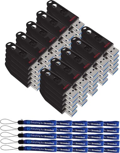 SanDisk 32GB Flash Ultra (50 Pack) 3.0 USB Flash Drive High Performance Thumb Drive (SDCZ48-032G-U46) Bundle with (25) Everything But Stromboli Lanyard in Saudi Arabia