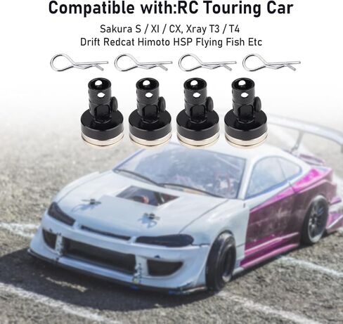 HobbyPark Aluminum Alloy Magnetic Stealth Invisible Body Post Mount for RC Hobby Model Car (Set of 4) (Black) in Saudi Arabia