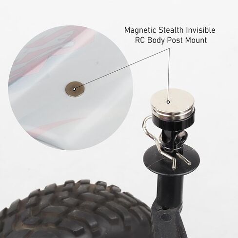 HobbyPark Aluminum Alloy Magnetic Stealth Invisible Body Post Mount for RC Hobby Model Car (Set of 4) (Black) in Saudi Arabia
