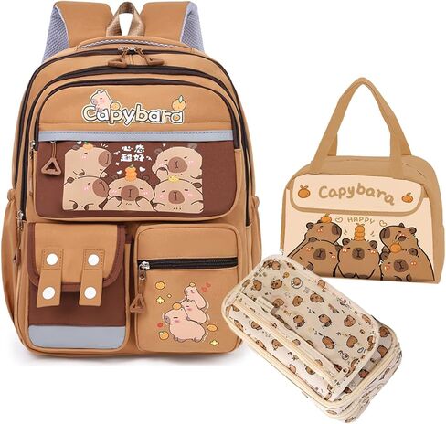 حقيبة Capybara Backpack Kawaii Capibara Multipurpose حقيبة لطيفة حيوان Mochila de Capybara من أجل Daypack Daypack Daypack يوميًا Capivara Kapibara Cabybara Captbara Bara Funny Prowen (Brown2) in Kuwait