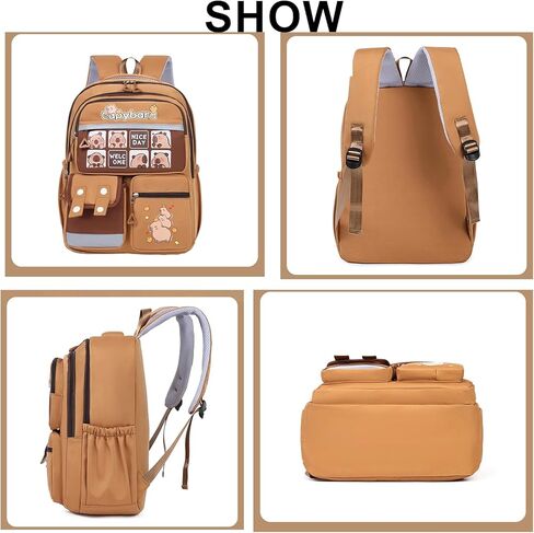 Capybara Backpack Kawaii Capibara Multipurpose Bag Cute Animal Mochila De Capybara for Daily Casual Travel Daypack Capivara Capibara Kapibara Cabybara Captbara bara Funny Backpack (Brown2) in Kuwait