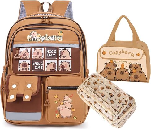 Capybara Backpack Kawaii Capibara Multipurpose Bag Cute Animal Mochila De Capybara for Daily Casual Travel Daypack Capivara Capibara Kapibara Cabybara Captbara bara Funny Backpack (Brown2) in Kuwait