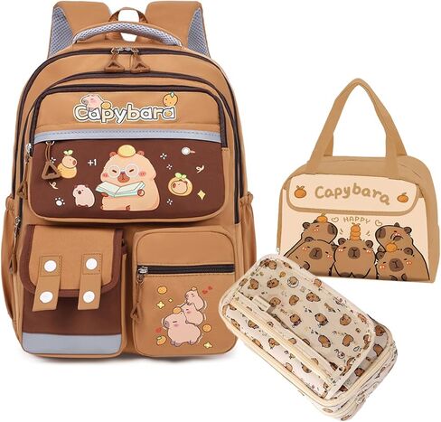 حقيبة Capybara Backpack Kawaii Capibara Multipurpose حقيبة لطيفة حيوان Mochila de Capybara من أجل Daypack Daypack Daypack يوميًا Capivara Kapibara Cabybara Captbara Bara Funny Prowen (Brown2) in Kuwait